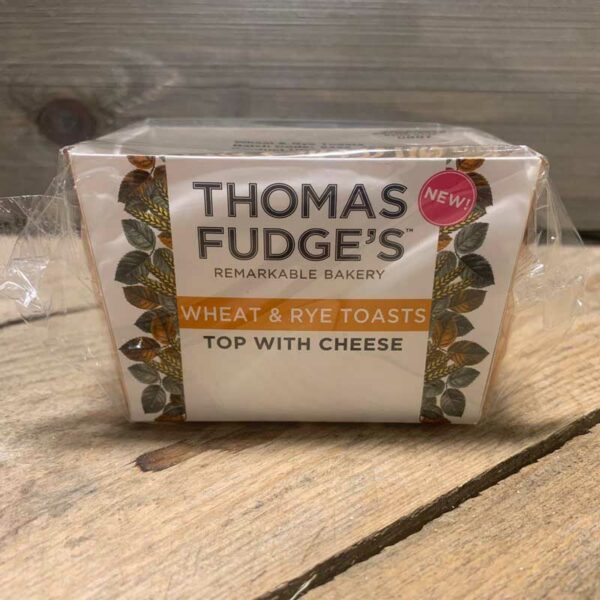 Thomas Fudge's Wheat & Rye Toasts Toped with Cheese (90g)