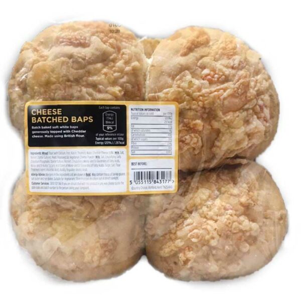 Large White Cheese Topped Baps (Pack of 4)