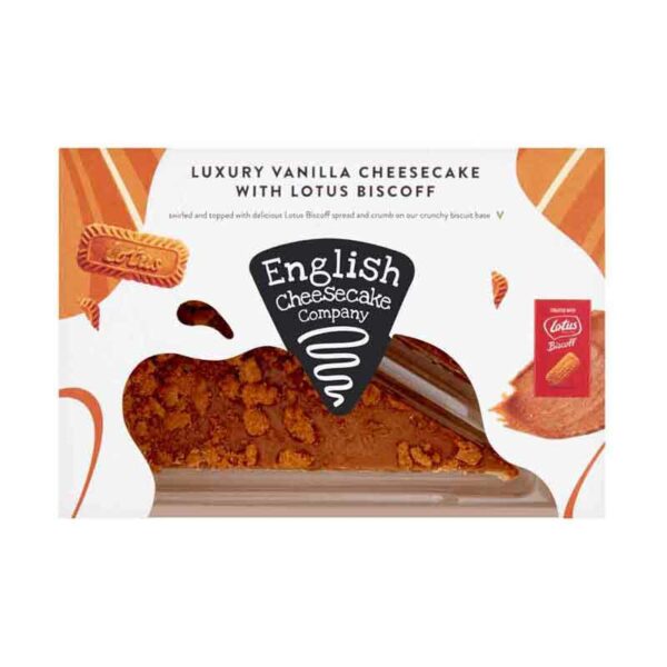 English Cheesecake Company Luxury Vanilla Cheesecake Slices with Lotus Biscoff (Pack of 2)