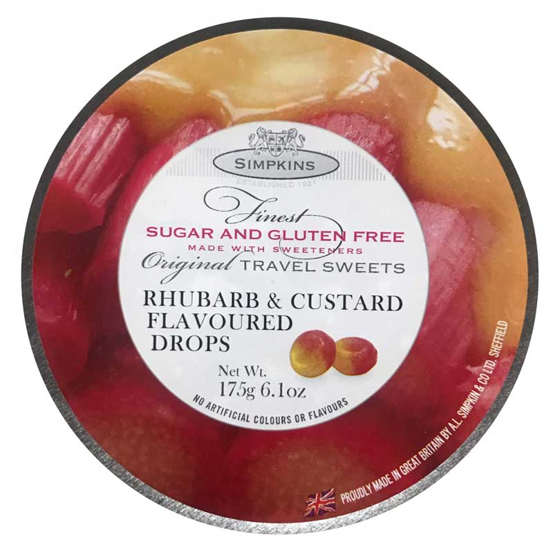 Simpkins Travel Sweets Rhubarb & Custard Drops (175g)