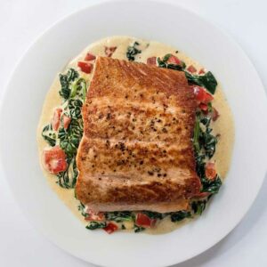 Salmon Supremes with Creamed Spinach