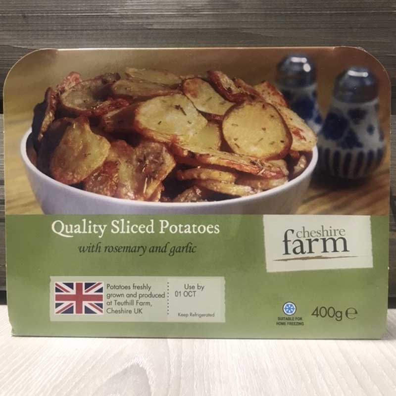 Cheshire Farm Sliced Potatoes with Garlic & Rosemary (400g)
